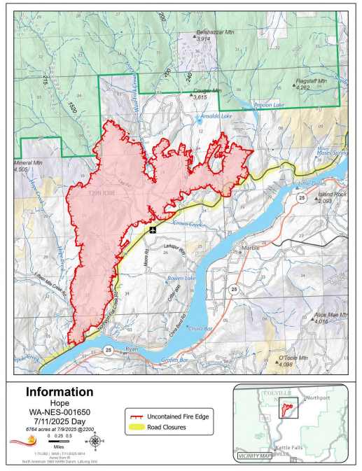Hope Fire map July 11